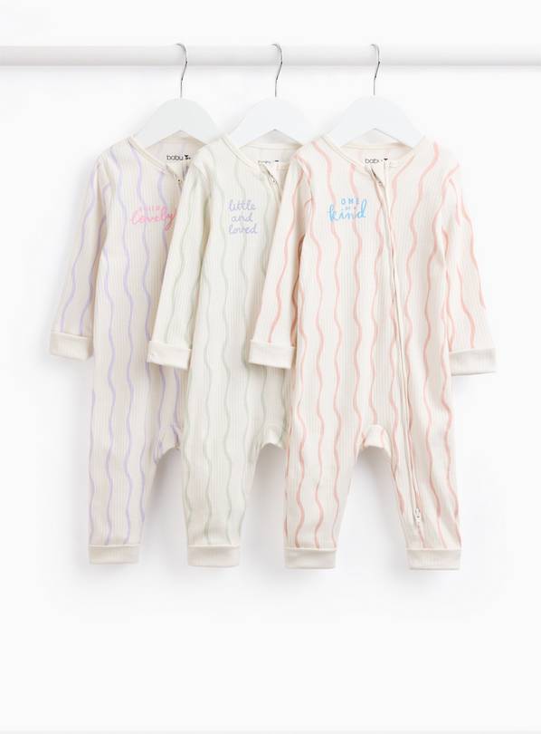The Wavy Stripe Sleepsuit 3 Pack 9-12 months